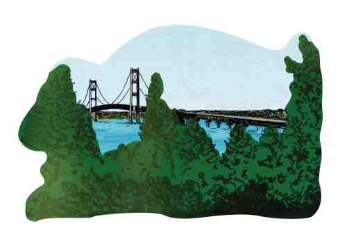 An illustration of the Mackinac Bridge